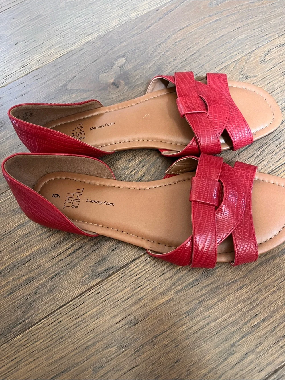 Time and Tru Red Women's Braided D'Orsay Sandals